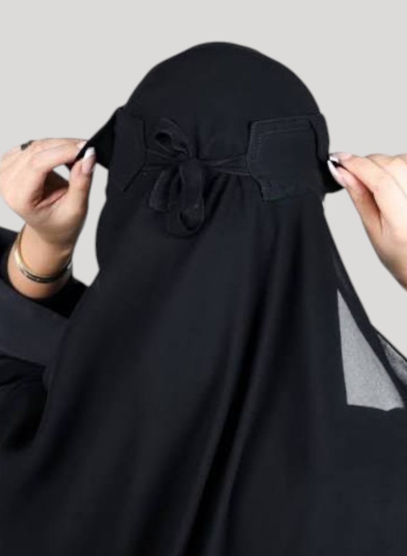 BHNS 2 Niqab Medium Abu Rada Elastic Slanted 8 Inch Regular - Women's Nameless Niqab Elastic Reinforced with Soft, High-Quality Fabric, Comfortable and Light on the Skin Sharia Face Hijab, Slip-Resistant, Washable, Perfect for Everyday and Occasion Use - Image 5